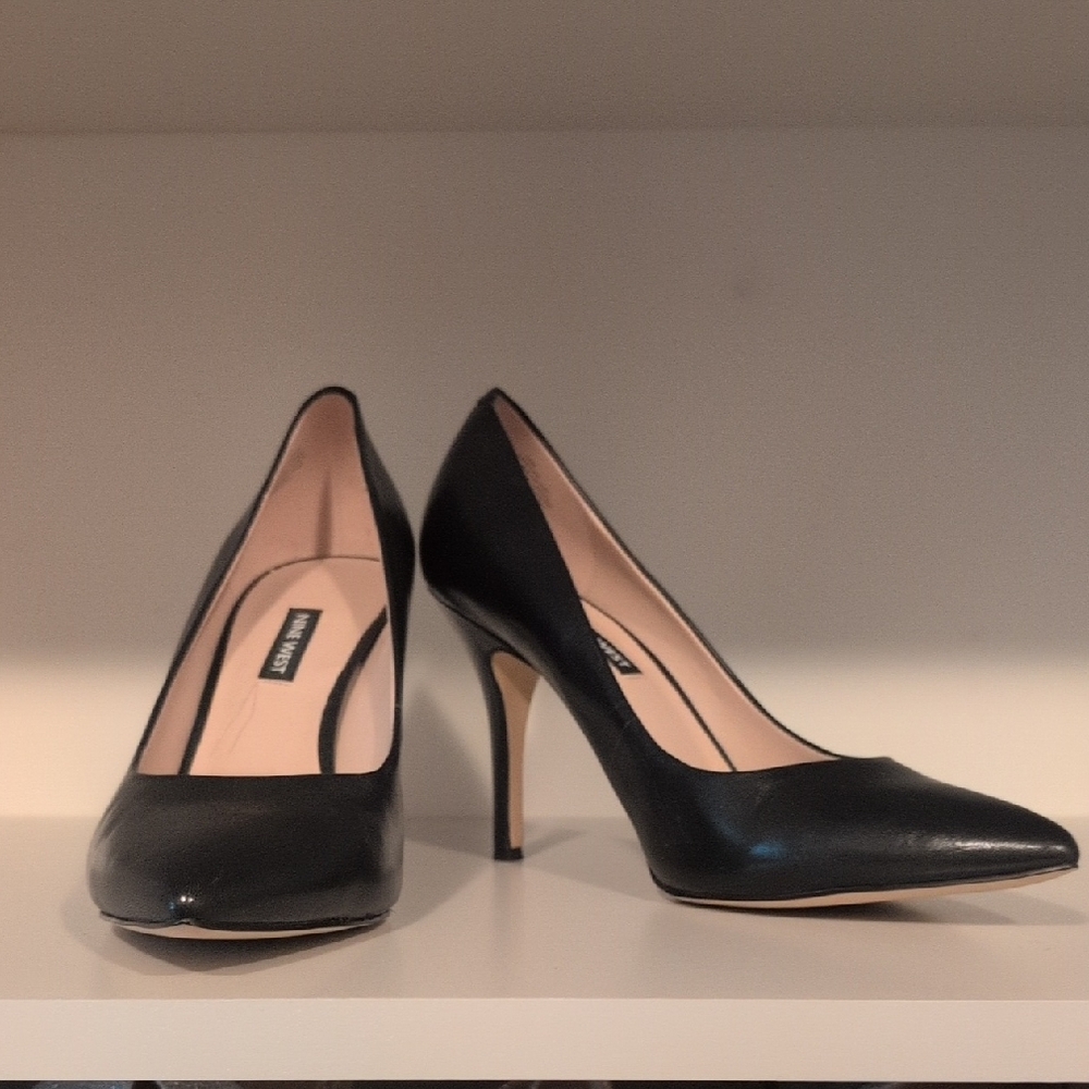 Nine West Black Leather Heels